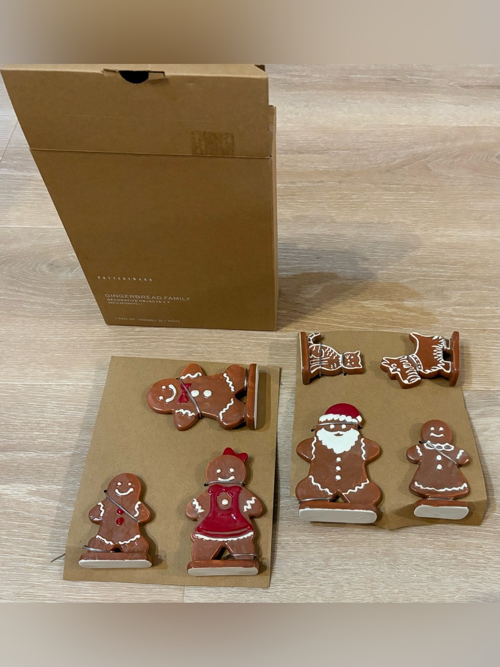 Pottery Barn Gingerbread Family Holiday Figurines – Brown, Red, White